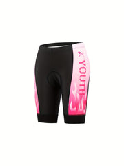 Letter Print High Waist Cycling Shorts Breathable Sports Mid Length