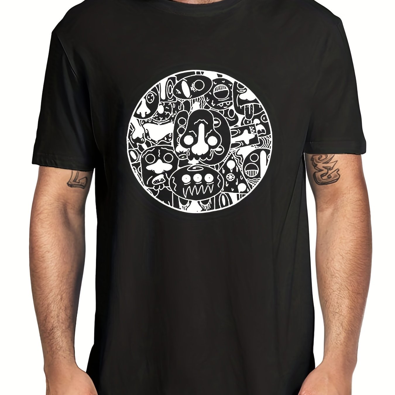 Men's Cartoon Graphic T shirt Casual Stretch Tee