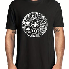 Men's Cartoon Graphic T shirt Casual Stretch Tee
