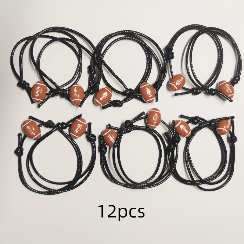 Adjustable Sport Theme Charm Bracelet Cord Braided Baseball Tennis Rugby Wristba