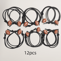 Adjustable Sport Theme Charm Bracelet Cord Braided Baseball Tennis Rugby Wristba