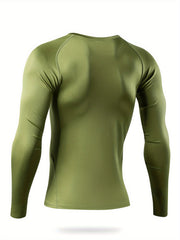 Men's Letter Print Compression Shirt Athletic Cold Weather Baselayer