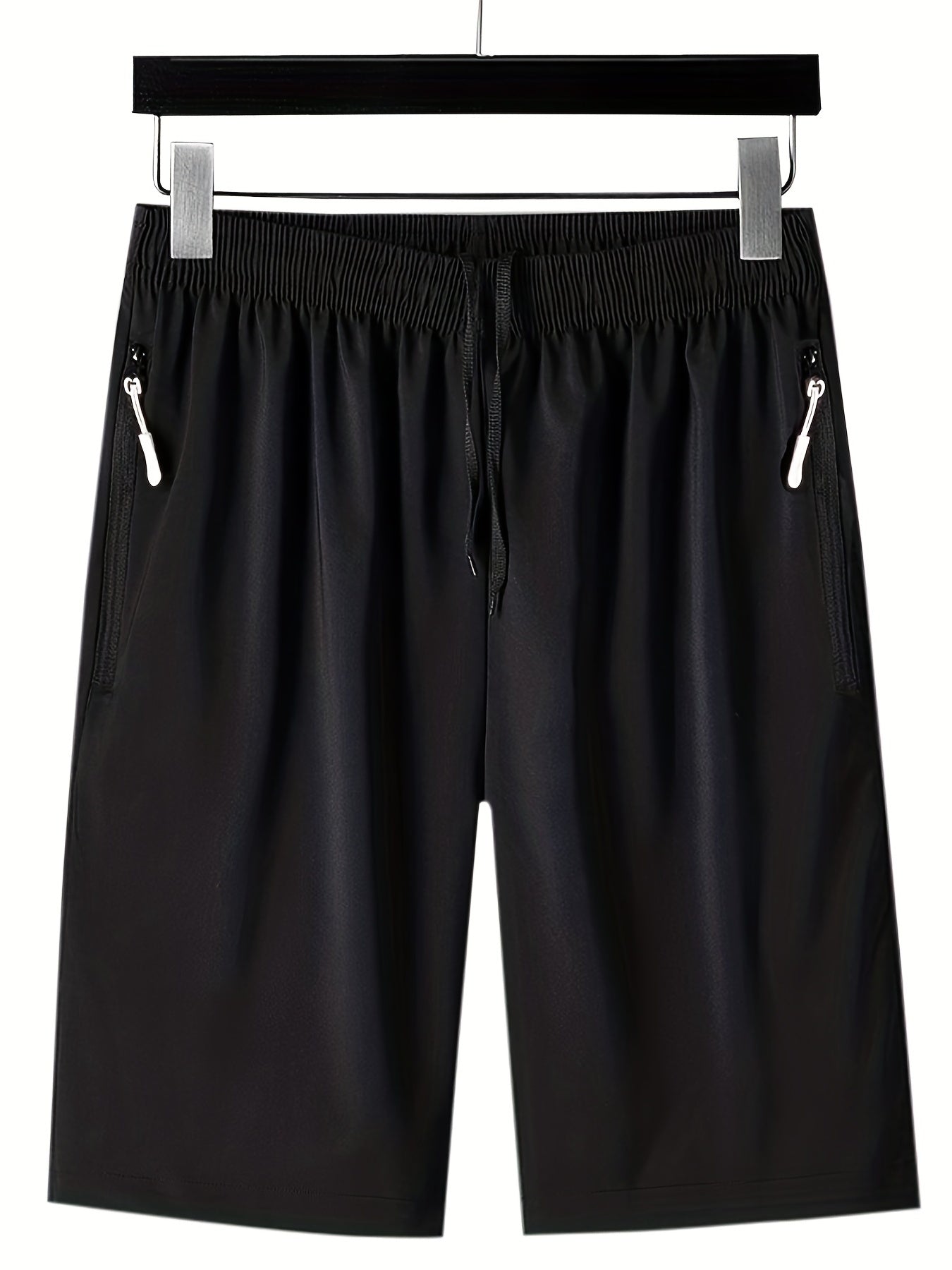 Men's Elastic Waist Drawstring Shorts Zipper Pockets Gym Workout Training