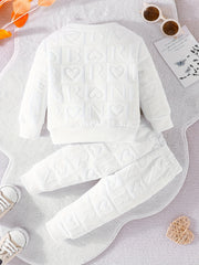 2pcs Baby Girls Letter Long Sleeve Top & Pants Baby Clothes