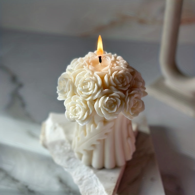 3D Flower Bouquet Candle Silicone Mold DIY Rose Basket Resin Molds