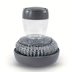 Stainless Steel Wool Scrubber with Soap Dispenser for Kitchen Cleaning