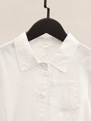 Girls Collared Button Down Varsity Shirt Kids Teens School Uniform Cotton