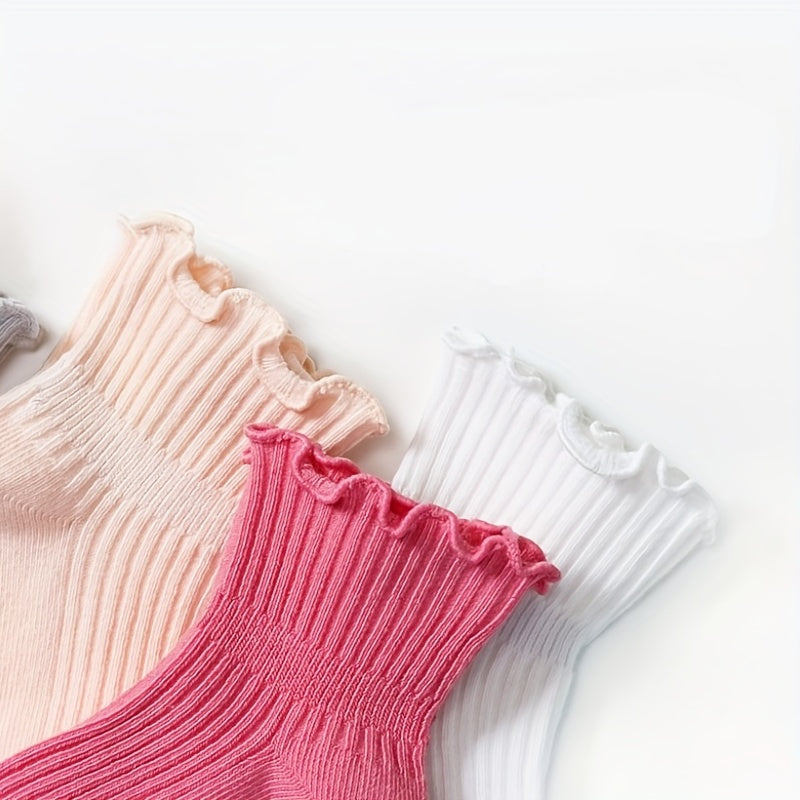 3 Pairs Baby Girls Ruffled Edge Princess Socks