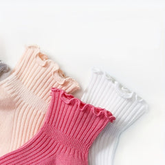 3 Pairs Baby Girls Ruffled Edge Princess Socks