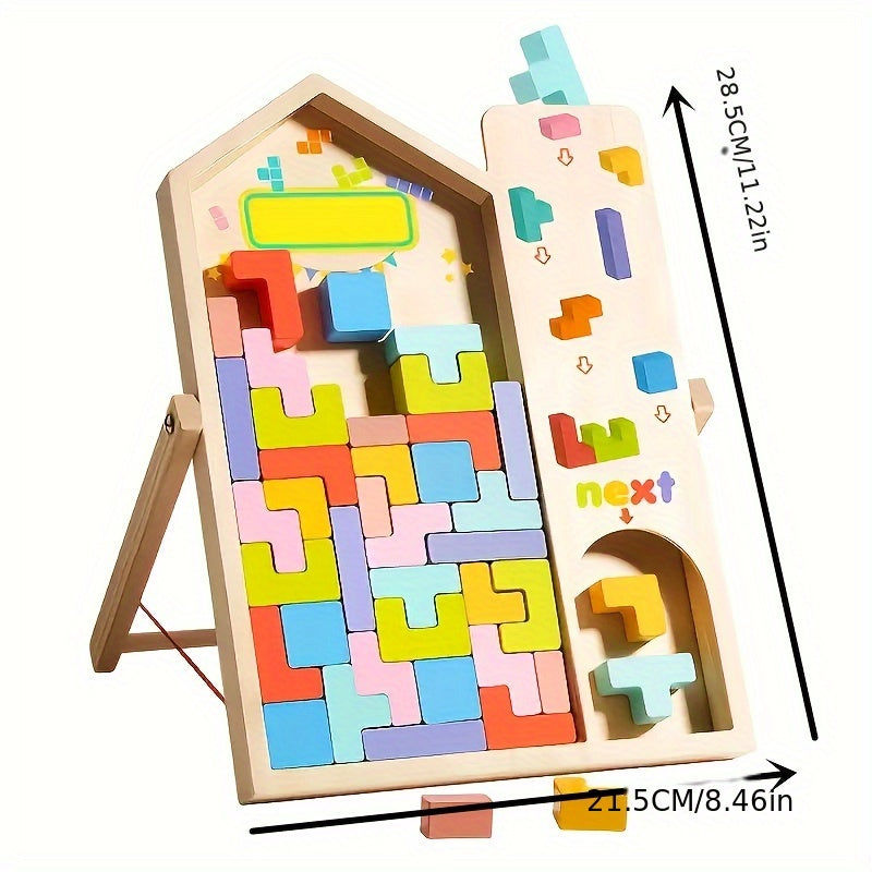 Colorful 3D Wooden Puzzle Blocks for Kids DIY Educational Brain Teaser Toy