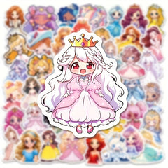 60pcs Princess Dress Graffiti Stickers for Laptop DIY Decoration
