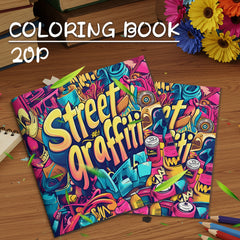 Graffiti Adult Coloring Book - 20 Street Art Designs - Fun Gift