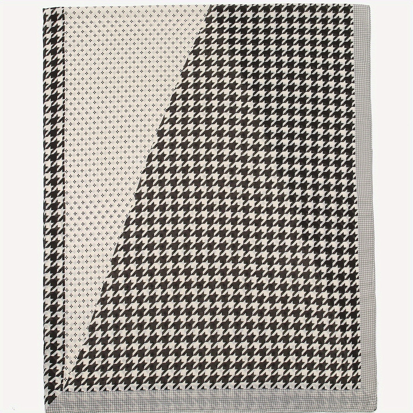 Houndstooth Print Scarf Boho Block Shawl Vintage Windproof Head Wrap