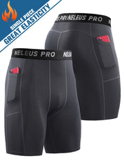 Men's Compression Shorts With Pocket Athletic High Stretch Base Layer