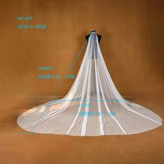 Cathedral Bridal Veil with Rhinestones Romantic Wedding Accessory