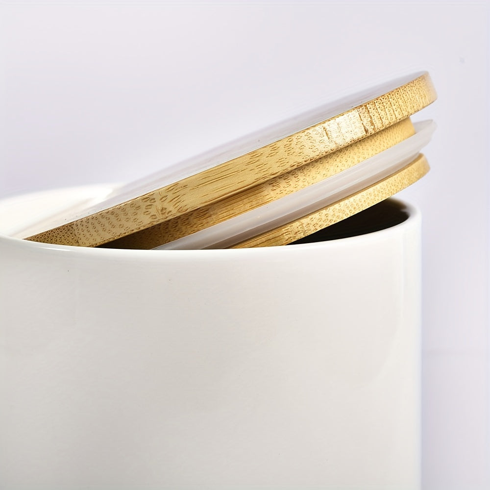 Kitchen Coffee Jar With Bamboo Lid Food Storage Box Spice Jars Set