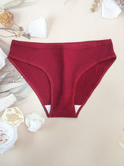 Ribbed Sports Briefs Comfy & Breathable Intimates Panties
