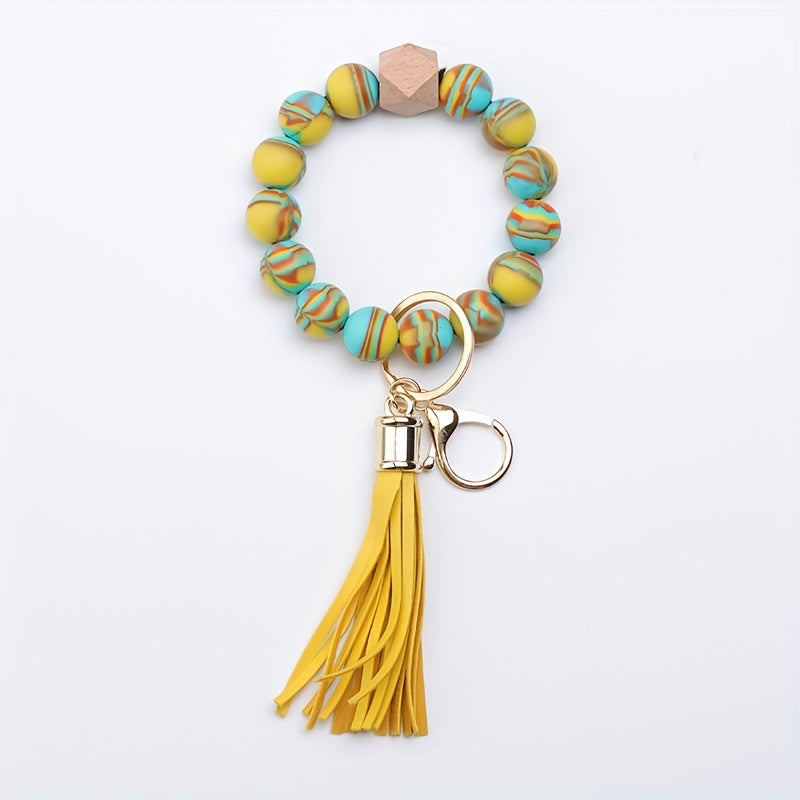 Colorful Tassel Keychain Beaded Bracelet Pendant