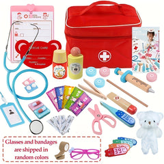 Wooden Medicine Box & Dental Toy Set for Kids