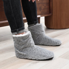 Men's Soft Plush Cozy Booties House Slippers Anti-skid Shoes