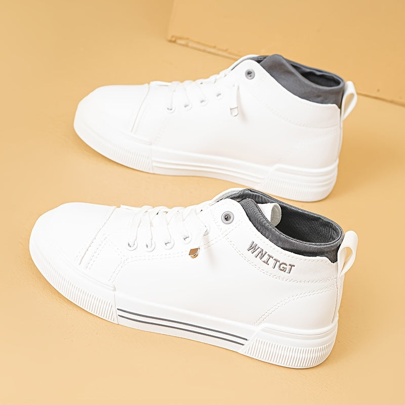 Women's Letter Pattern High Top Lace-up Board Shoes Outdoor Flats