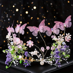 Mesh Butterfly Headband Faux Pearl Hair Hoop Women's Hair Accessories