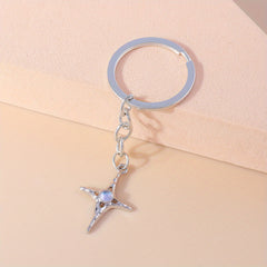 Moon & Star Keychain Faux Pearl Rhinestone Pendant Bag Accessory