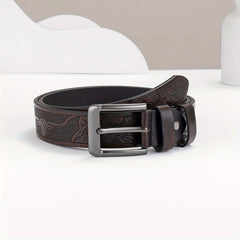 Embossed Leather Belt Waistband Retro Casual Belt For Men
