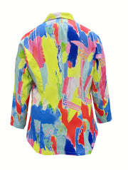 Graffiti Print Open Front Blazer