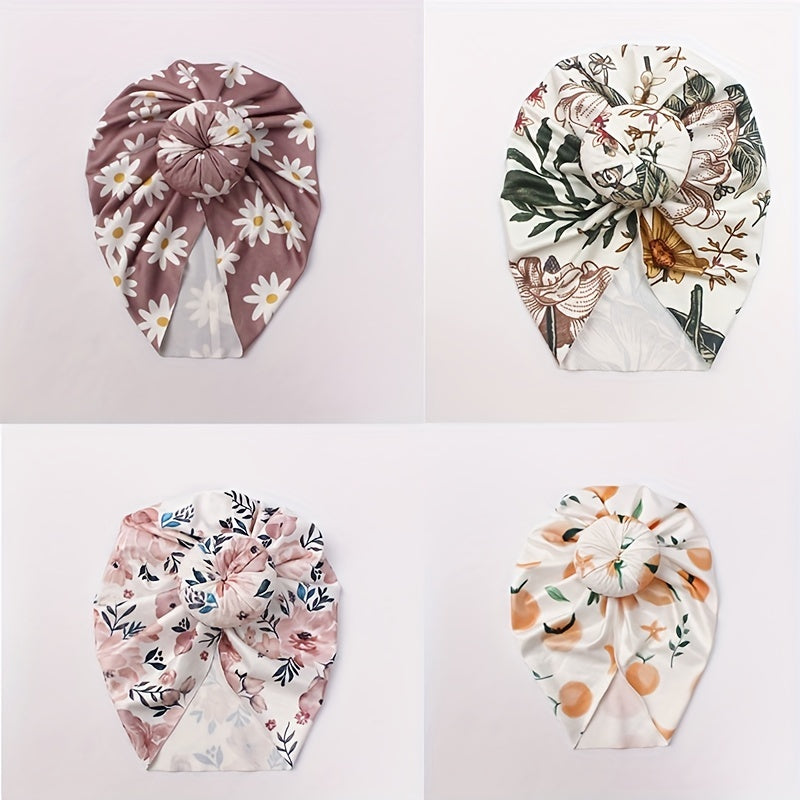 Donuts Baby Bandanas Hat With Flower Print