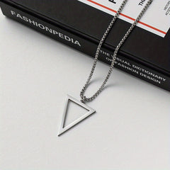 Men's Stainless Steel Triangle Pendant Square Chain Necklace