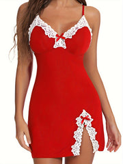 Lace Nightdress V Neck Bow Tie Sleep Dress Women's Sleepwear