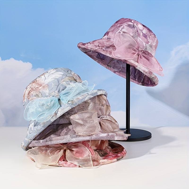 Rose Embroidery Mesh Bucket Hat Lightweight Thin Basin Hat