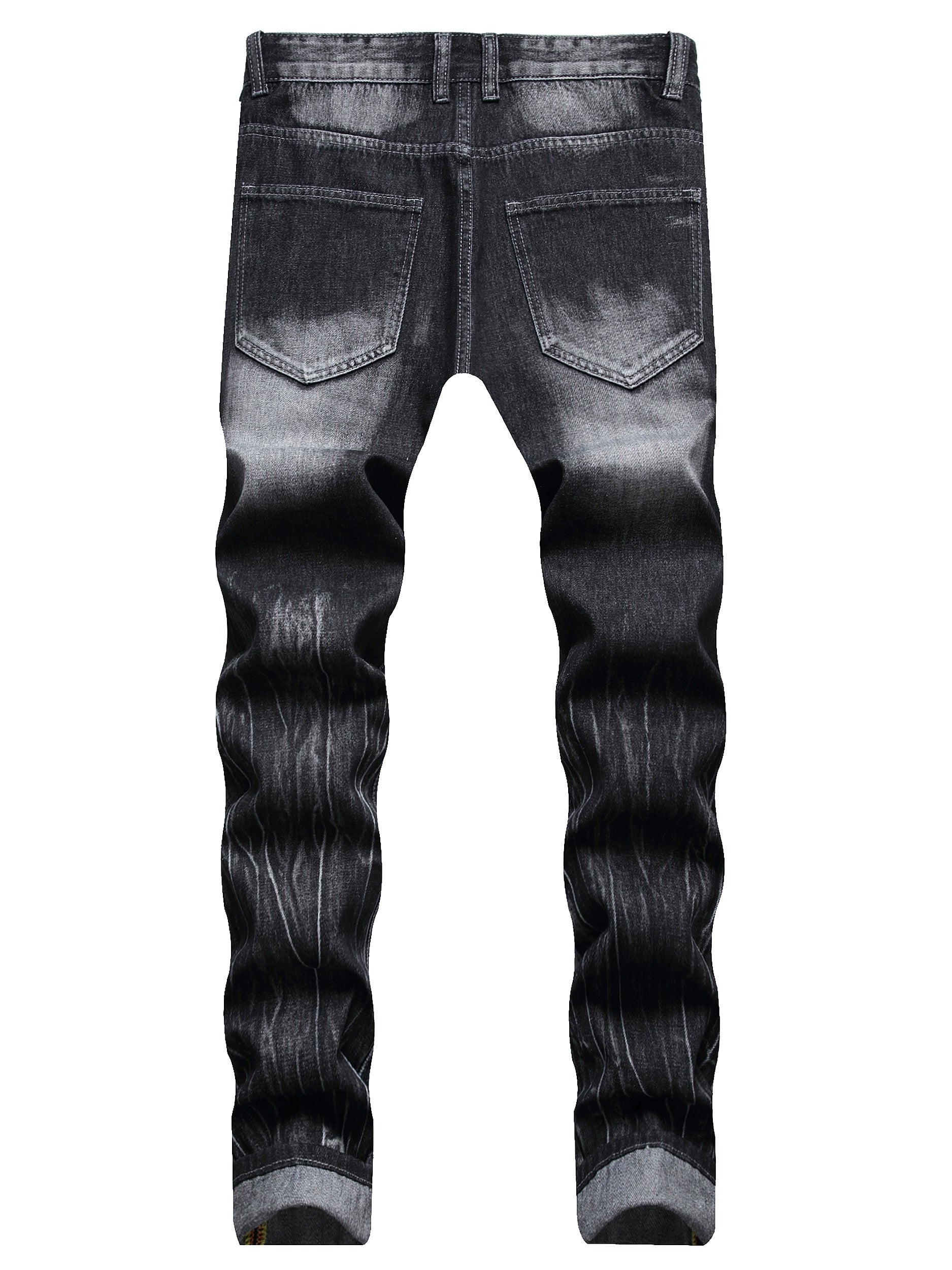 Men's Straight Leg Ripped Versatile Jeans
