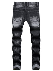 Men's Straight Leg Ripped Versatile Jeans
