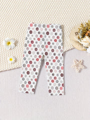 Special Fabric Girls Pants Cherry & Circle Print Girls Leggings 2pcs Set