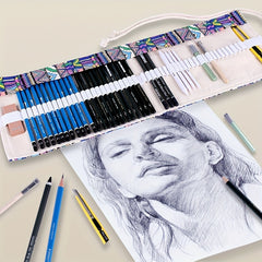 36-48-72 Holes Canvas Pencil Wrap Roll Up Colored Pencils Holder