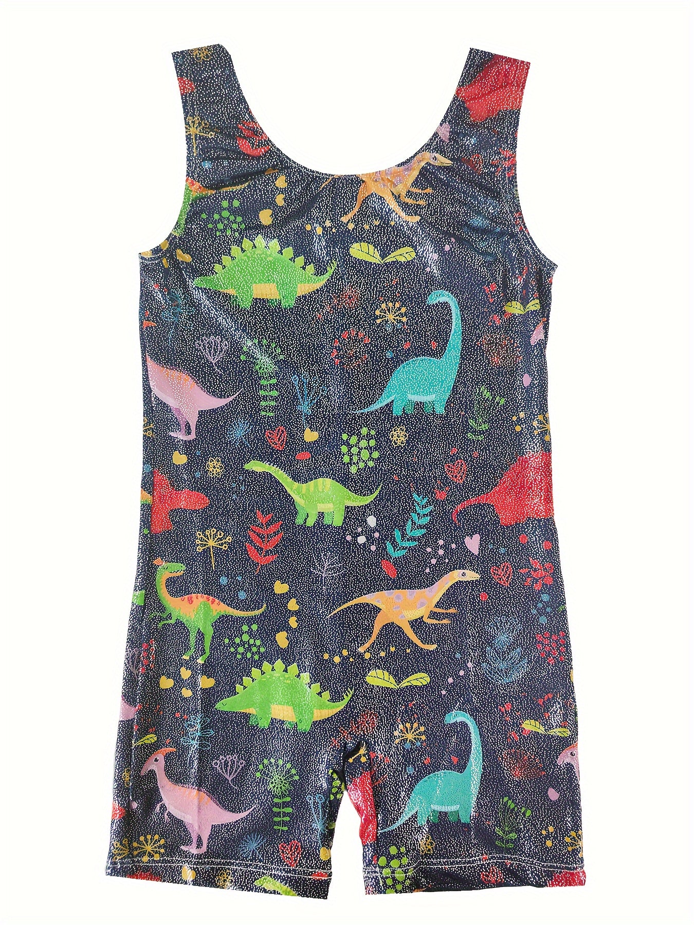 Girls Dino Print Gymnastics Outfits Comfy Workout Clothes