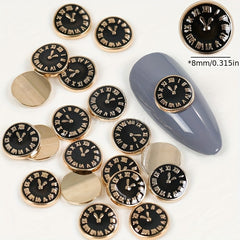 10pcs Alloy Clock Nail Art Charms Flat Back DIY Nail Salon Accessories