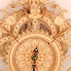 3D Vintage Wooden Wall Clock Puzzle Kit DIY Mechanic Yellow Light Brown