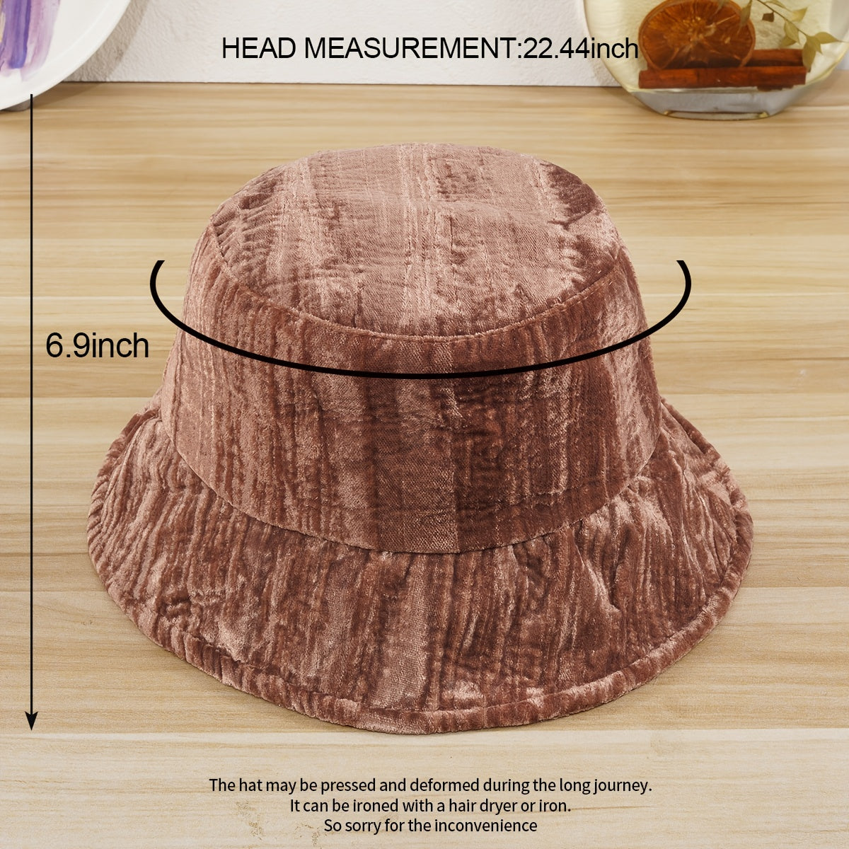 Retro Wrinkled Velvet Bucket Hat Women's Solid Winter Warm Fisherman Hat