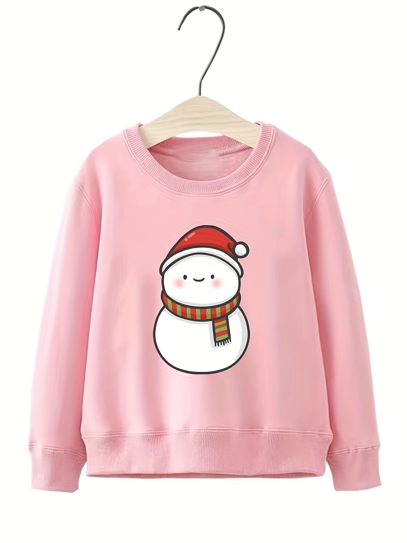 Snowman Pattern Smart Sweatshirt For Girls Party Casual Round Neck Top