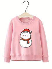 Snowman Pattern Smart Sweatshirt For Girls Party Casual Round Neck Top