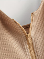 Ribbed Knit Solid Zipper Cami Vest Women's Casual