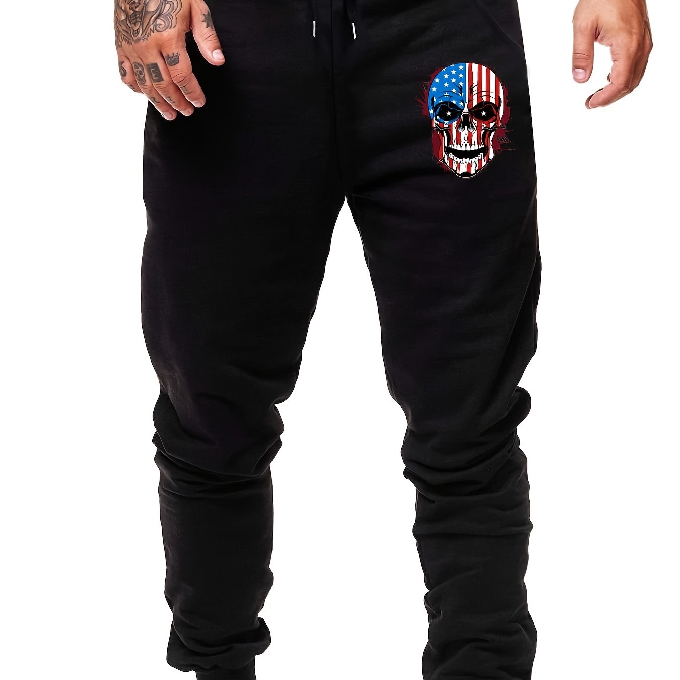 Men's Skull Head Print Casual Drawstring Sweatpants