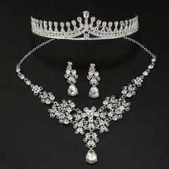 Rhinestone Headband Earrings Set Queen's Style Bridal Hair Accessories