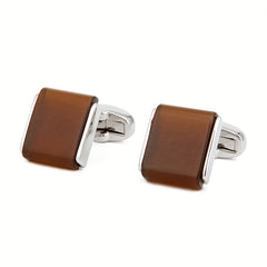 Cat Eye Stone Square Men's Dress Shirt Cufflinks