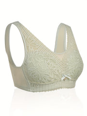Plus Size Bra Women's Plus Floral Lace High Stretch Full Cover