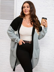 Colorblock Longline Cardigan with Pockets