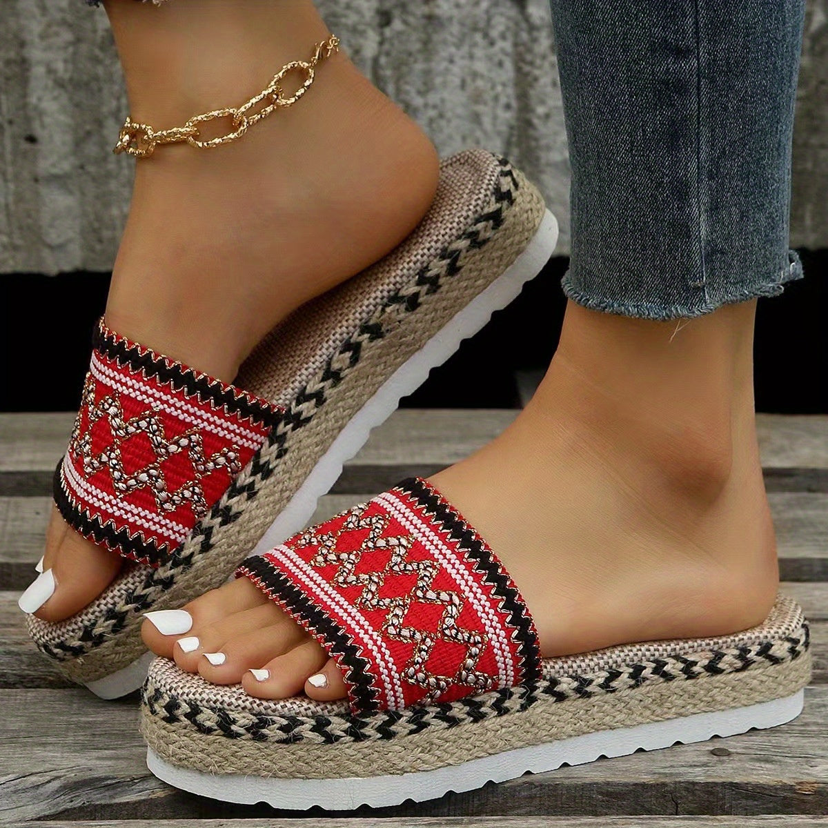 Women's Printed Platform Sandals Thick Bottom Summer Slippers